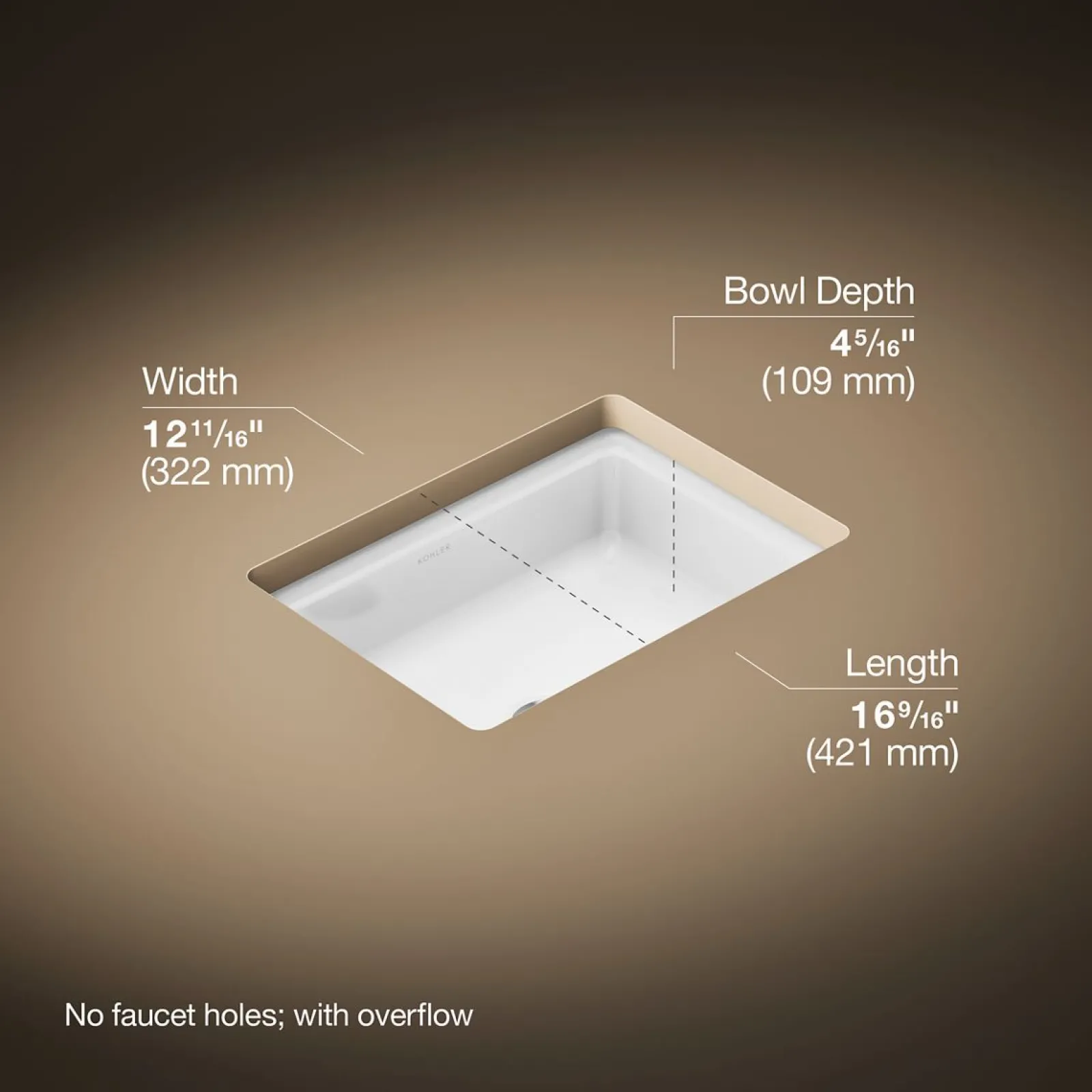 16-9/16" rectangular undermount bathroom sink^Kohler Hot