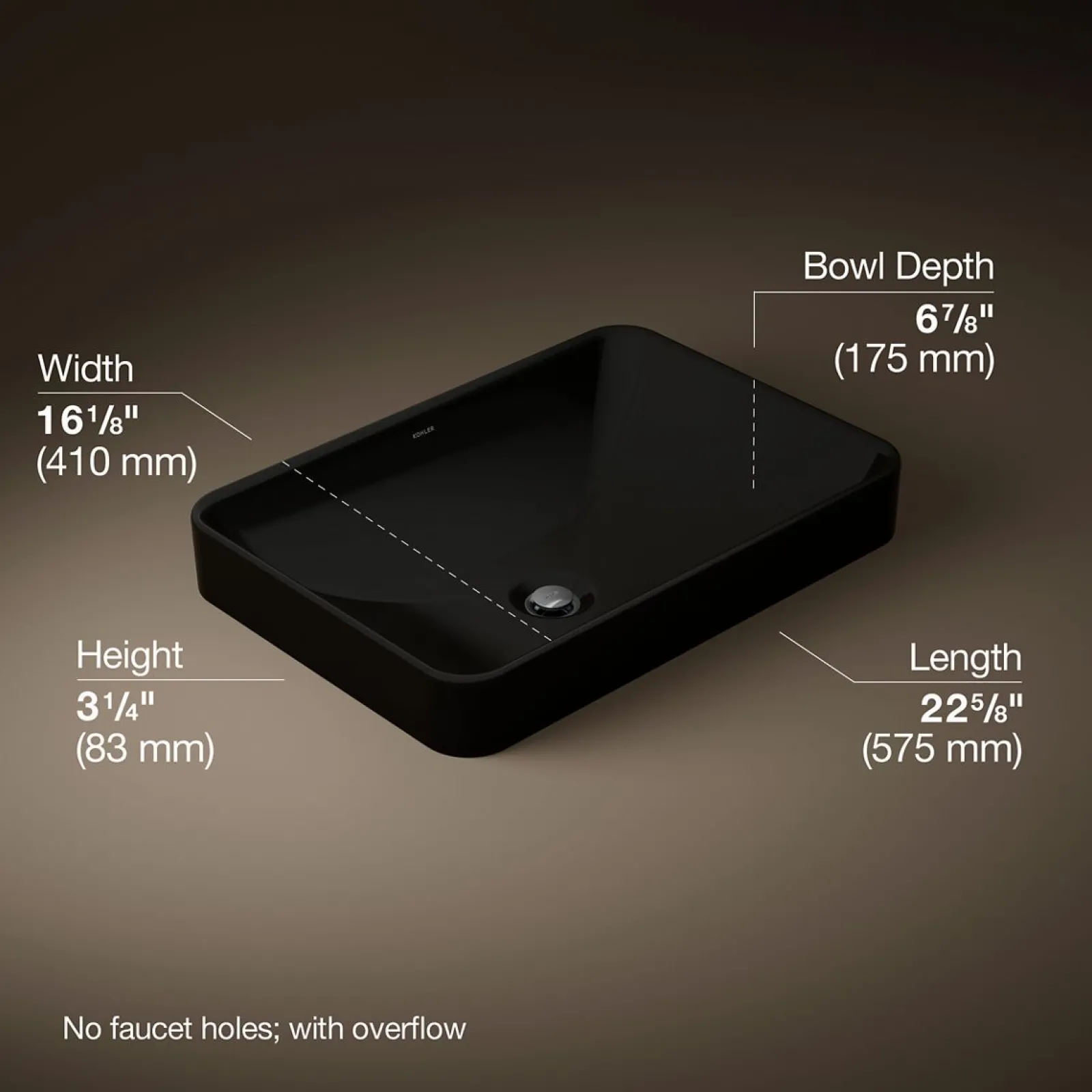 22-3/4" rectangular vessel bathroom sink^Kohler New