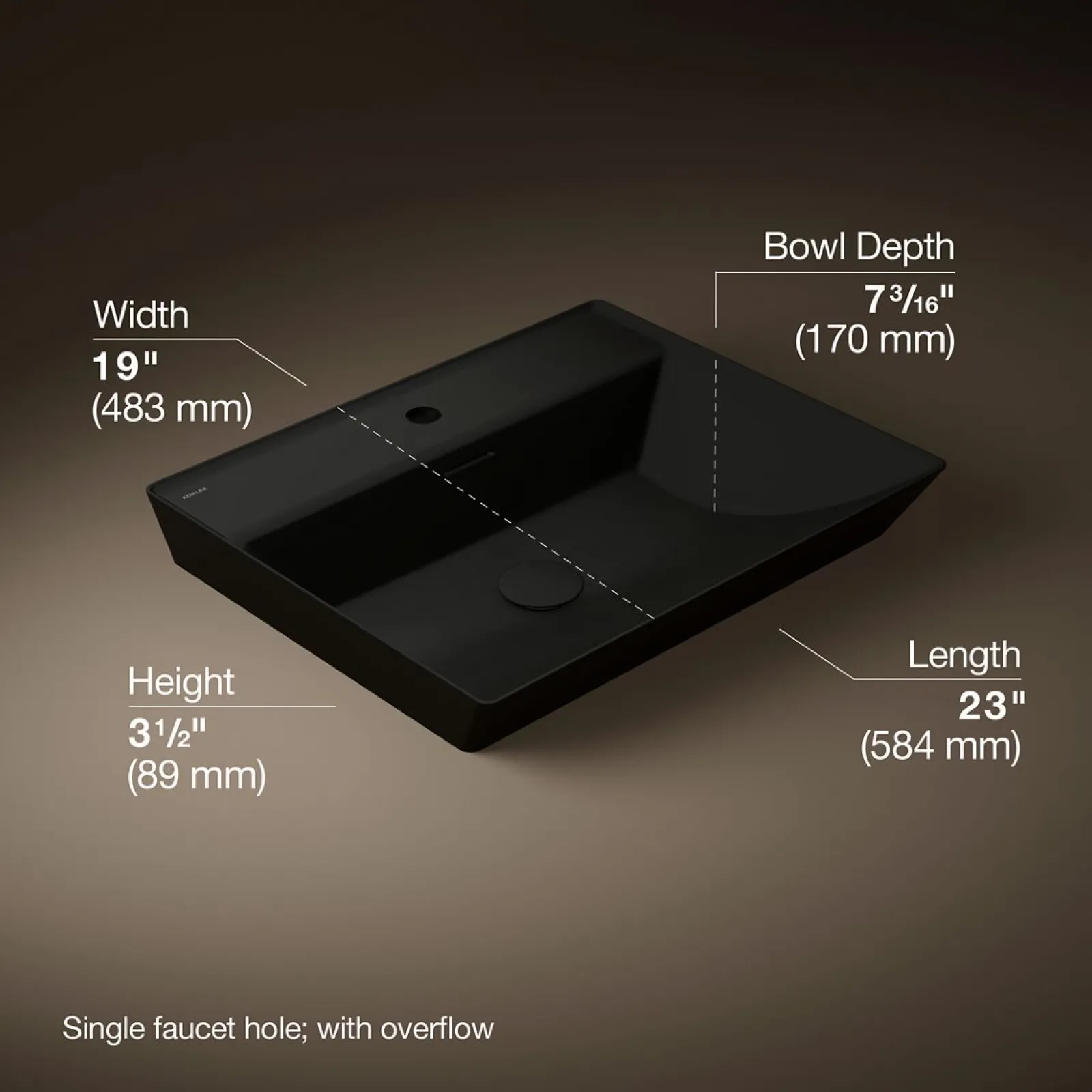 23" rectangular vessel bathroom sink^Kohler Sale