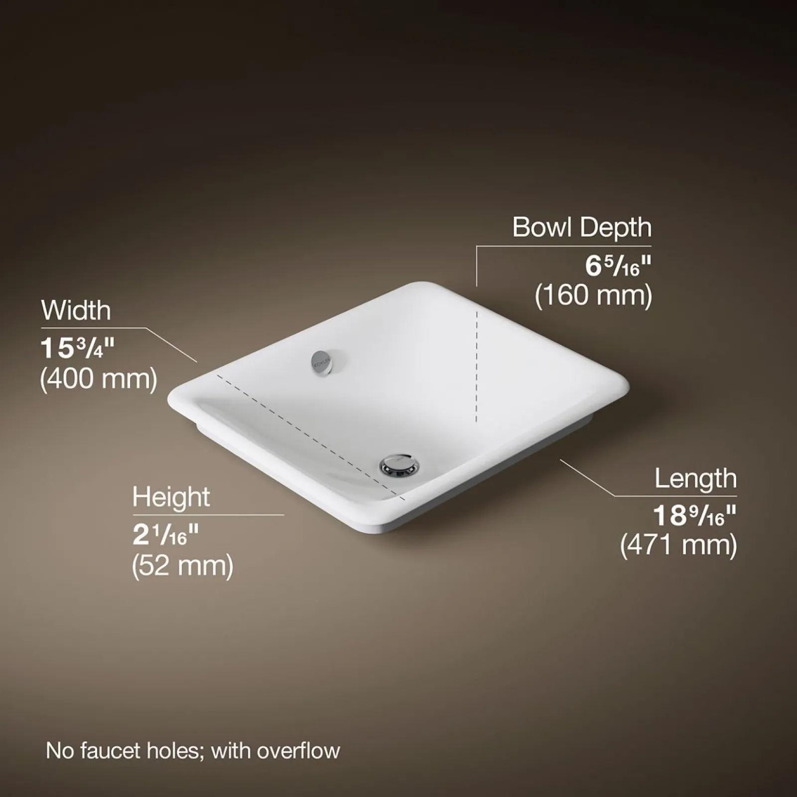18-1/2" rectangular vessel bathroom sink^Kohler Online