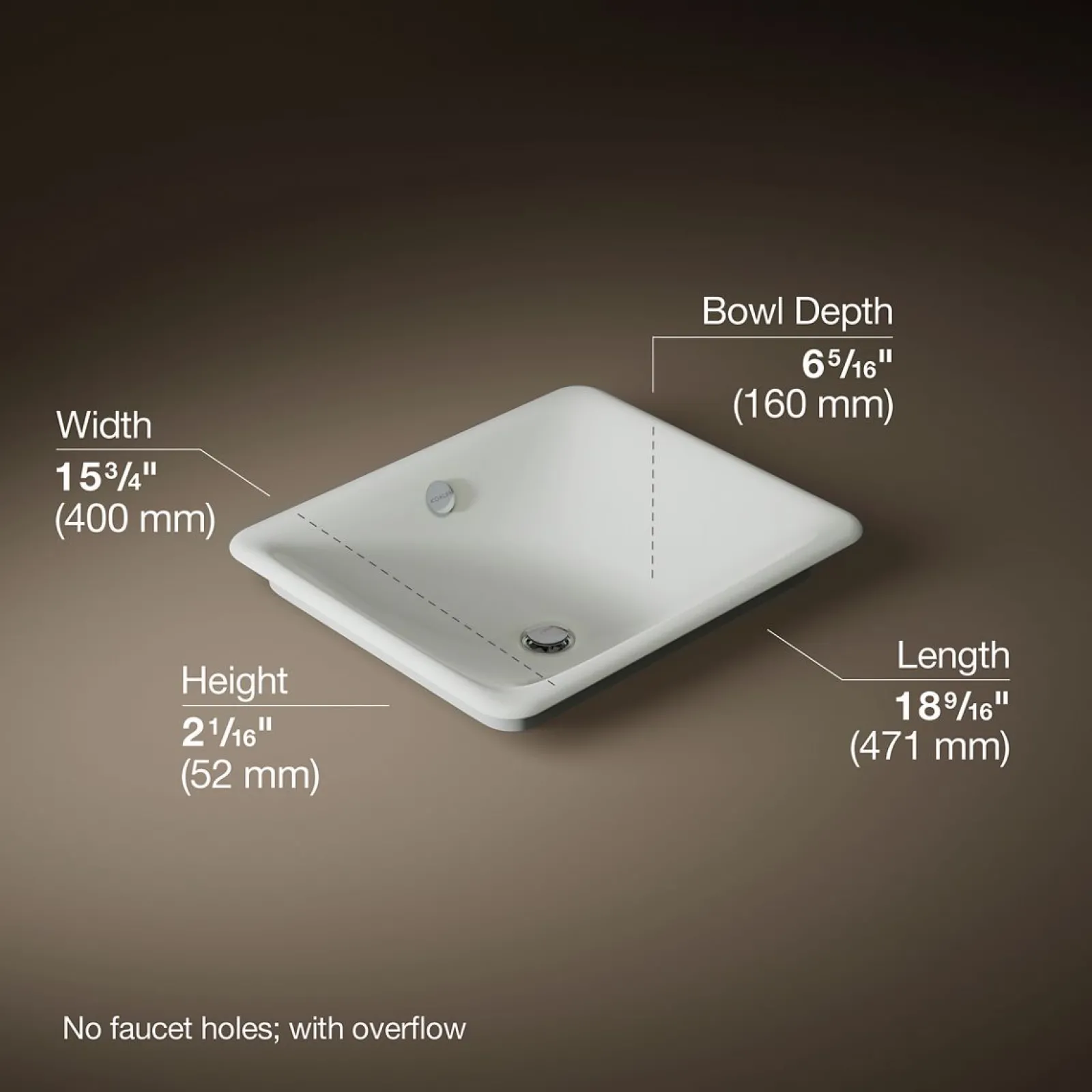 18-1/2" rectangular vessel bathroom sink^Kohler Online