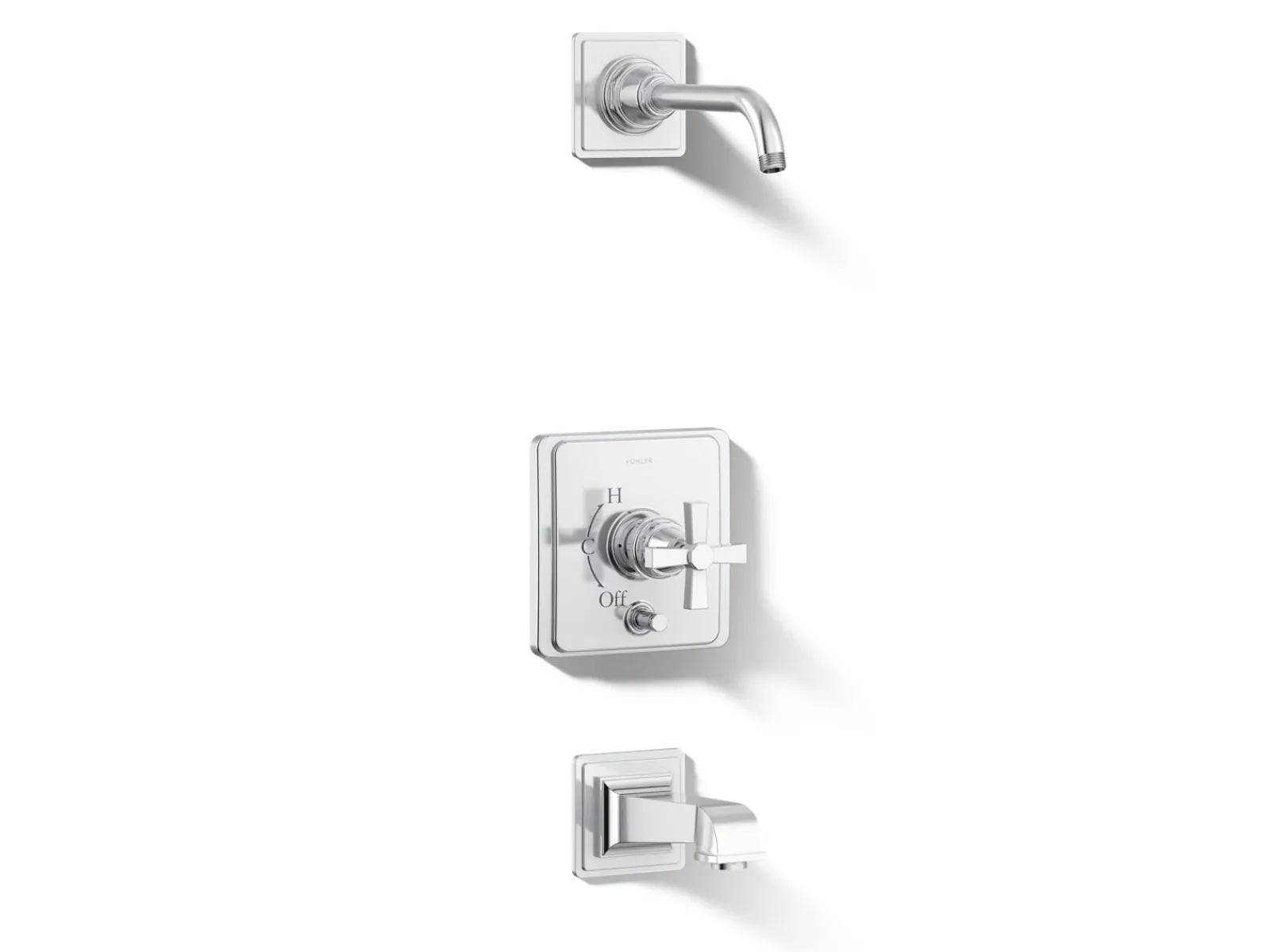 Rite-Temp® bath and shower trim kit with push-button diverter and cross handle, without showerhead^Kohler Sale