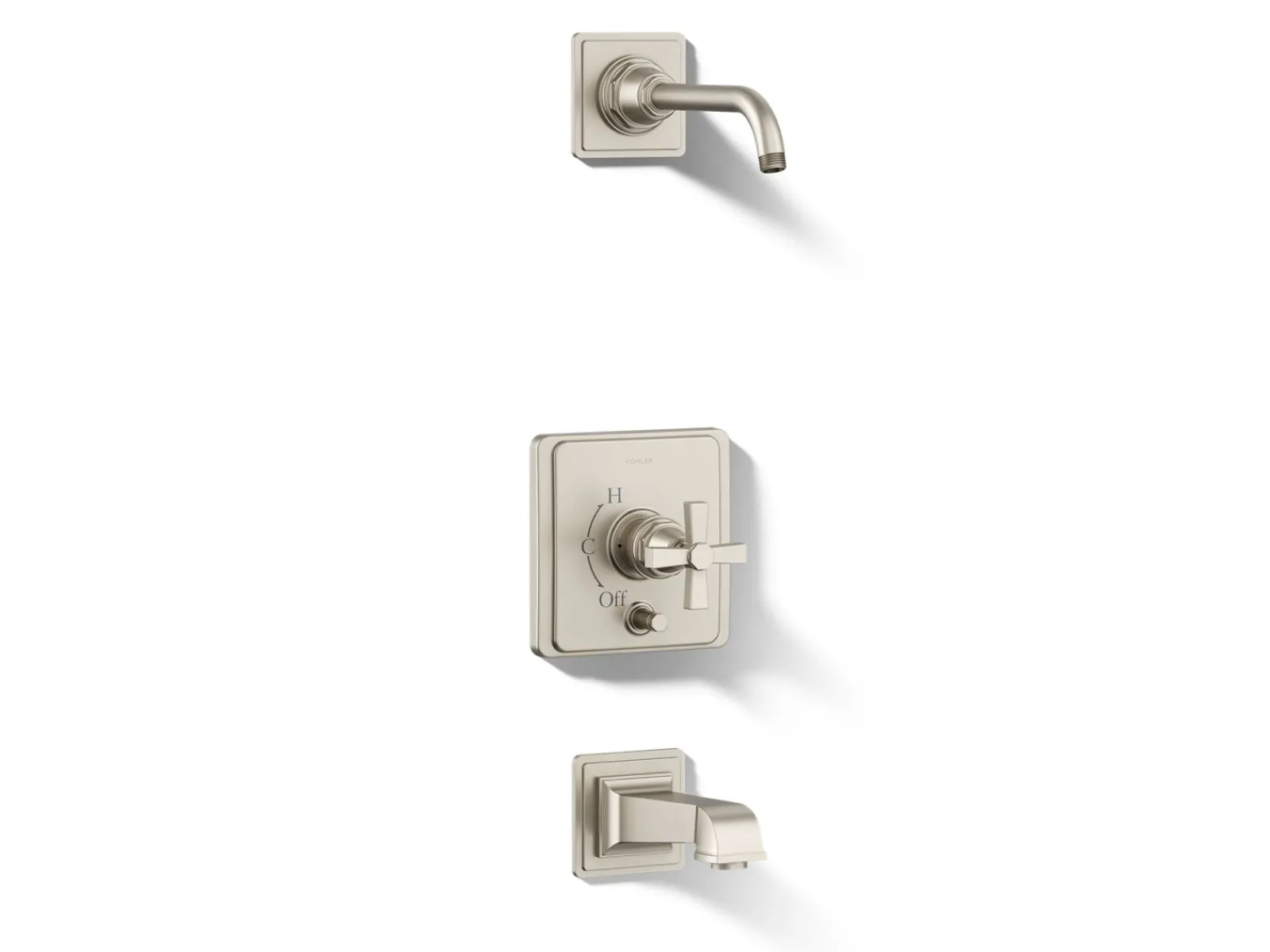 Rite-Temp® bath and shower trim kit with push-button diverter and cross handle, without showerhead^Kohler Sale