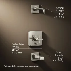 Rite-Temp® bath and shower trim kit with push-button diverter and cross handle, without showerhead^Kohler Sale