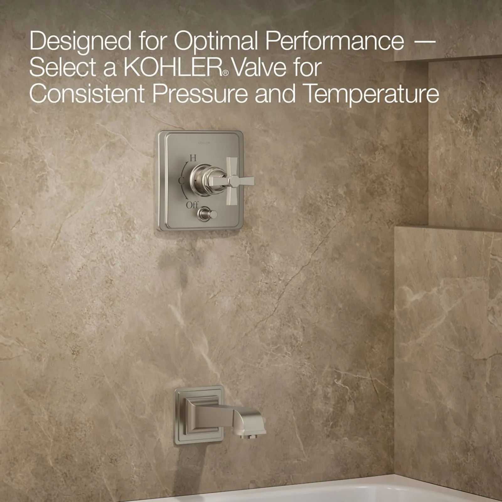 Rite-Temp® bath and shower trim kit with push-button diverter and cross handle, without showerhead^Kohler Sale
