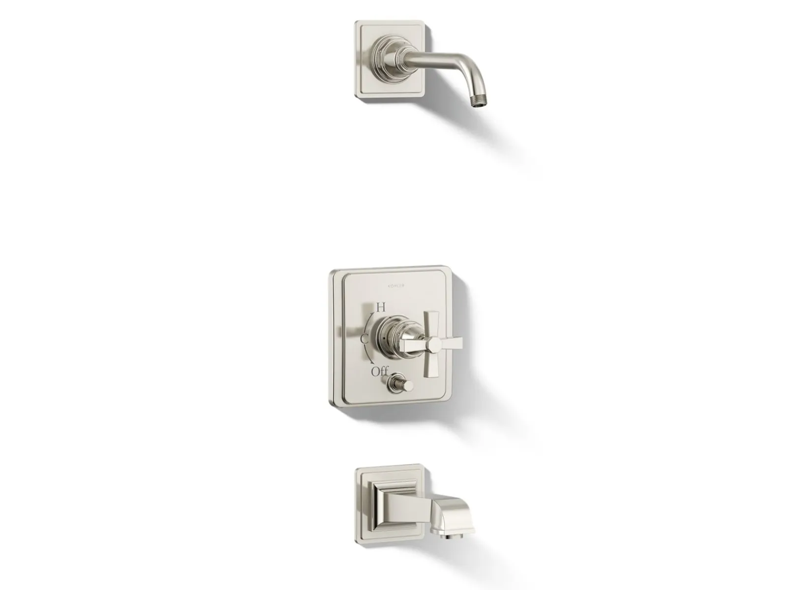 Rite-Temp® bath and shower trim kit with push-button diverter and cross handle, without showerhead^Kohler Sale