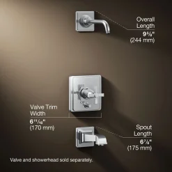 Rite-Temp® bath and shower trim kit with push-button diverter and cross handle, without showerhead^Kohler Sale