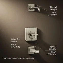 Rite-Temp® bath and shower trim kit with push-button diverter and cross handle, without showerhead^Kohler Sale