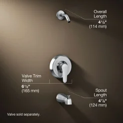 Rite-Temp® bath and shower trim kit, without showerhead^Kohler Hot