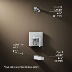 Rite-Temp® bath and shower trim kit with push-button diverter, without showerhead^Kohler New
