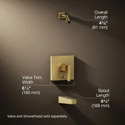 Rite-Temp® bath and shower trim kit with push-button diverter, without showerhead^Kohler New