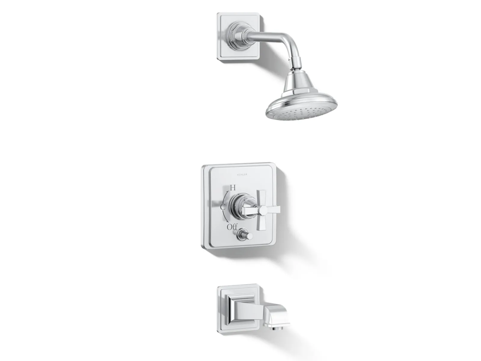 Rite-Temp® bath and shower trim kit with push-button diverter and cross handle, 2.5 gpm^Kohler Best