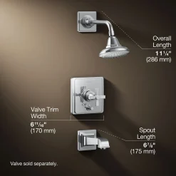 Rite-Temp® bath and shower trim kit with push-button diverter and cross handle, 2.5 gpm^Kohler Best