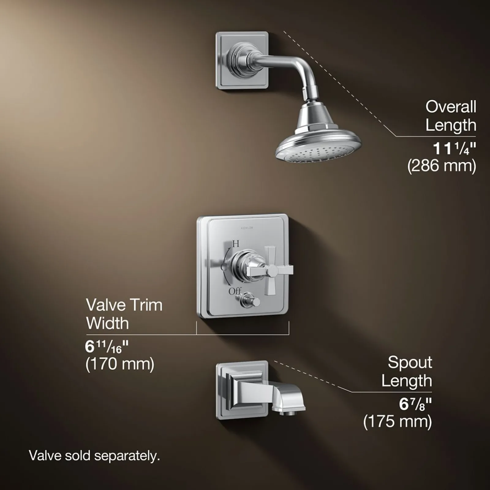 Rite-Temp® bath and shower trim kit with push-button diverter and cross handle, 2.5 gpm^Kohler Best