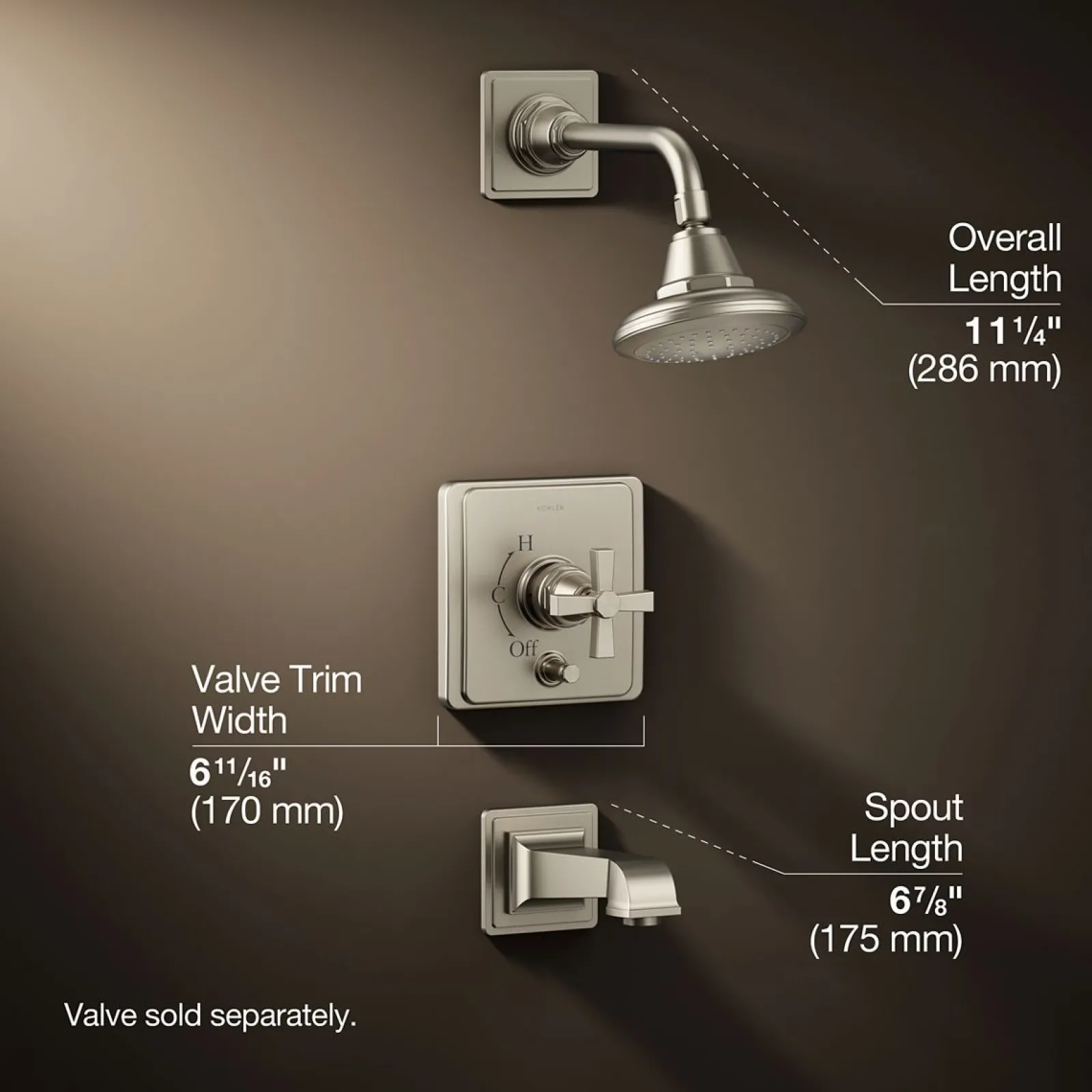 Rite-Temp® bath and shower trim kit with push-button diverter and cross handle, 2.5 gpm^Kohler Best