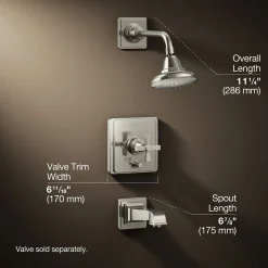 Rite-Temp® bath and shower trim kit with push-button diverter and cross handle, 2.5 gpm^Kohler Best