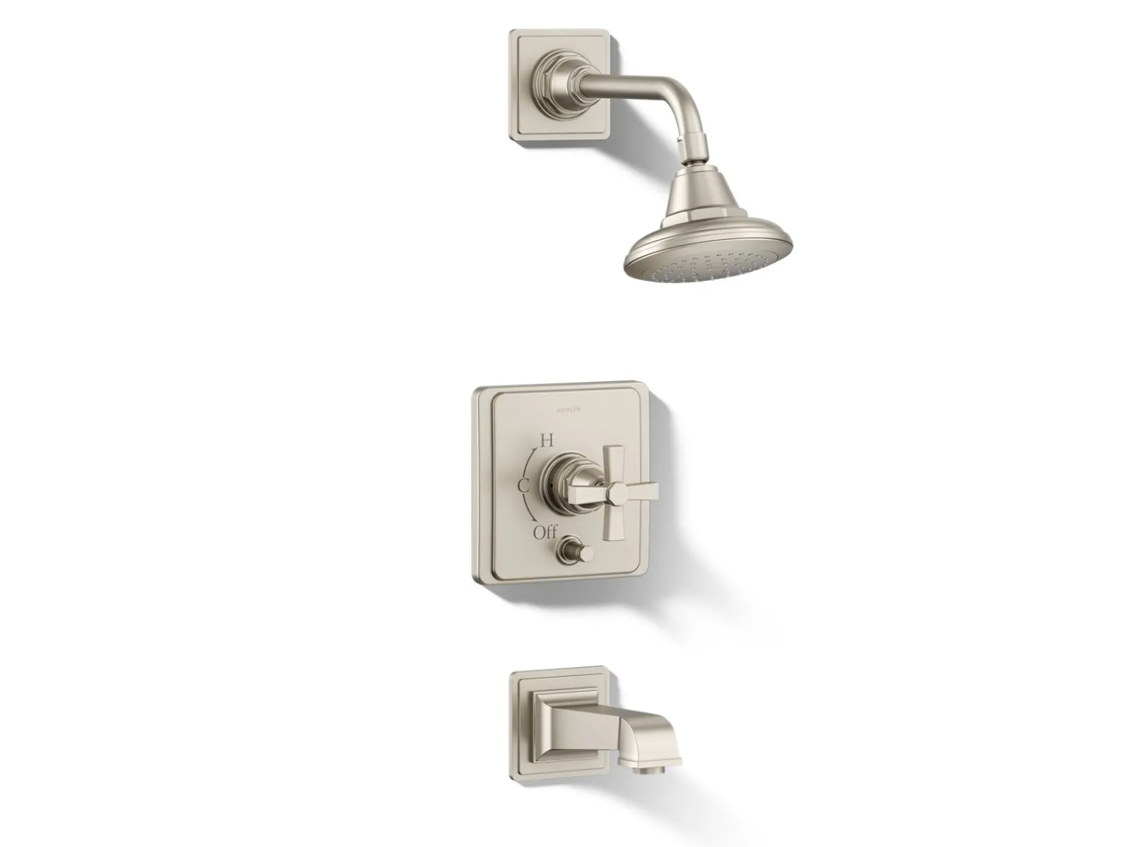 Rite-Temp® bath and shower trim kit with push-button diverter and cross handle, 2.5 gpm^Kohler Best