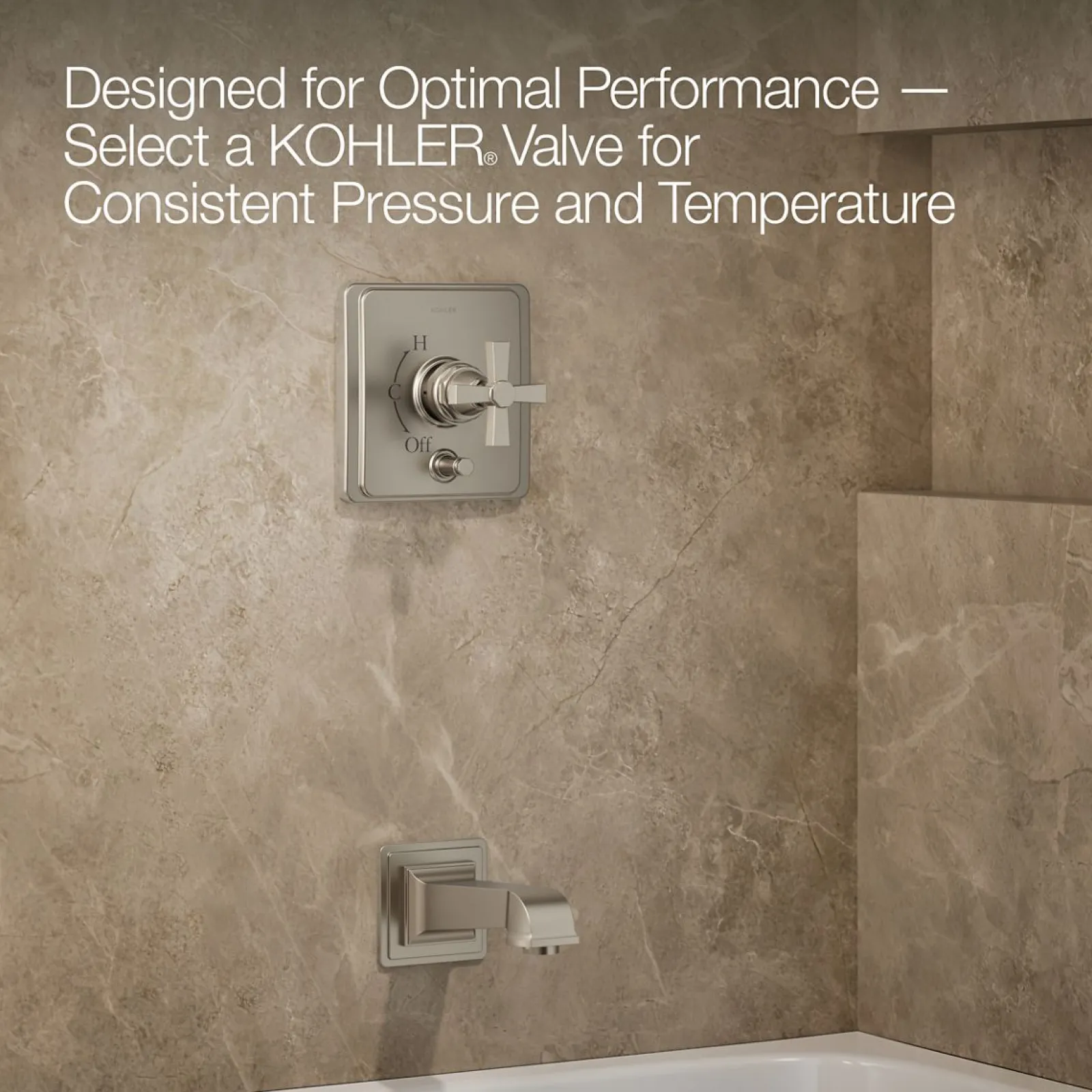 Rite-Temp® bath and shower trim kit with push-button diverter and cross handle, 2.5 gpm^Kohler Best