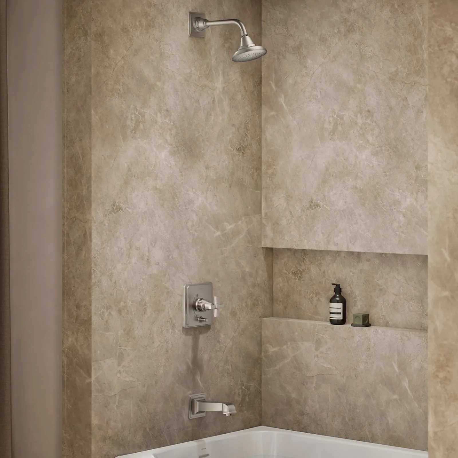 Rite-Temp® bath and shower trim kit with push-button diverter and cross handle, 2.5 gpm^Kohler Best