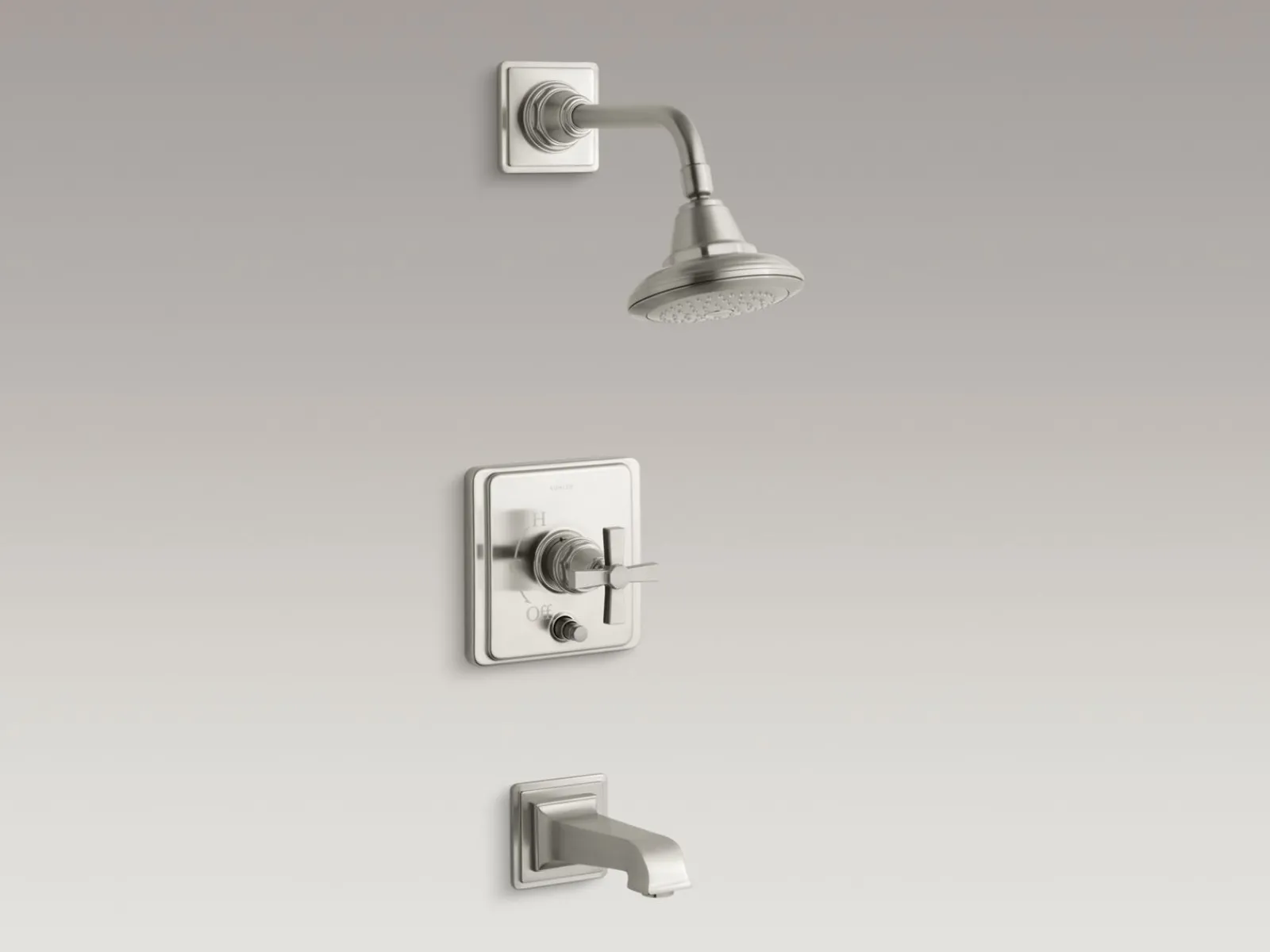 Rite-Temp® bath and shower trim kit with push-button diverter and cross handle, 2.5 gpm^Kohler Best