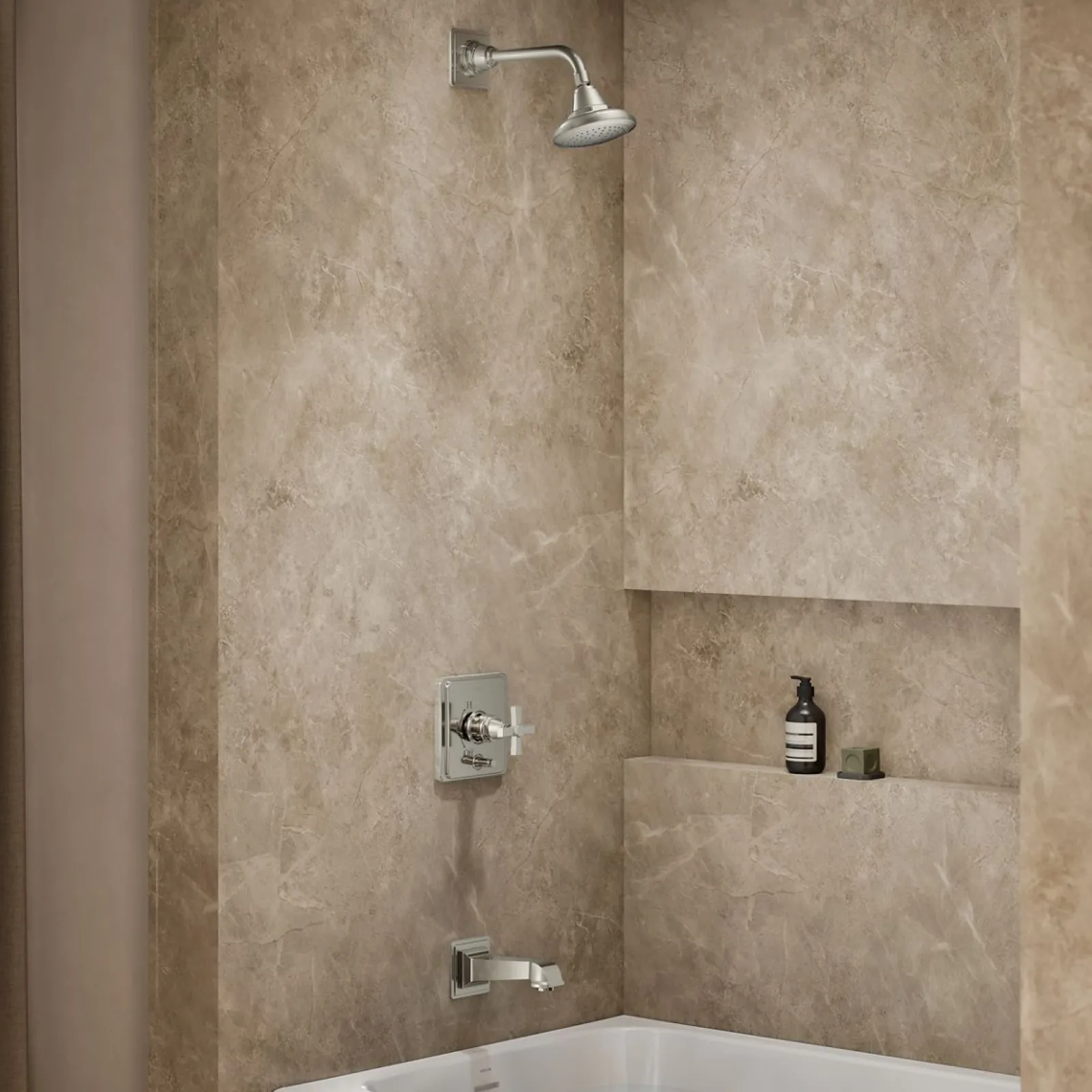 Rite-Temp® bath and shower trim kit with push-button diverter and cross handle, 2.5 gpm^Kohler Best