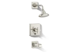 Rite-Temp® bath and shower trim kit with push-button diverter and cross handle, 2.5 gpm^Kohler Best
