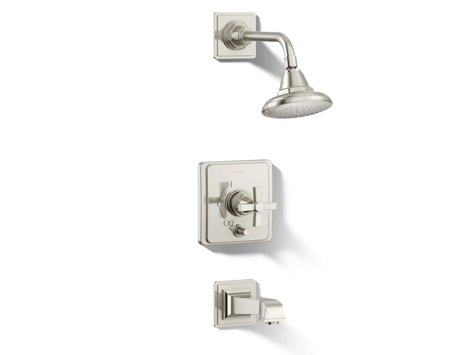 Rite-Temp® bath and shower trim kit with push-button diverter and cross handle, 2.5 gpm^Kohler Best