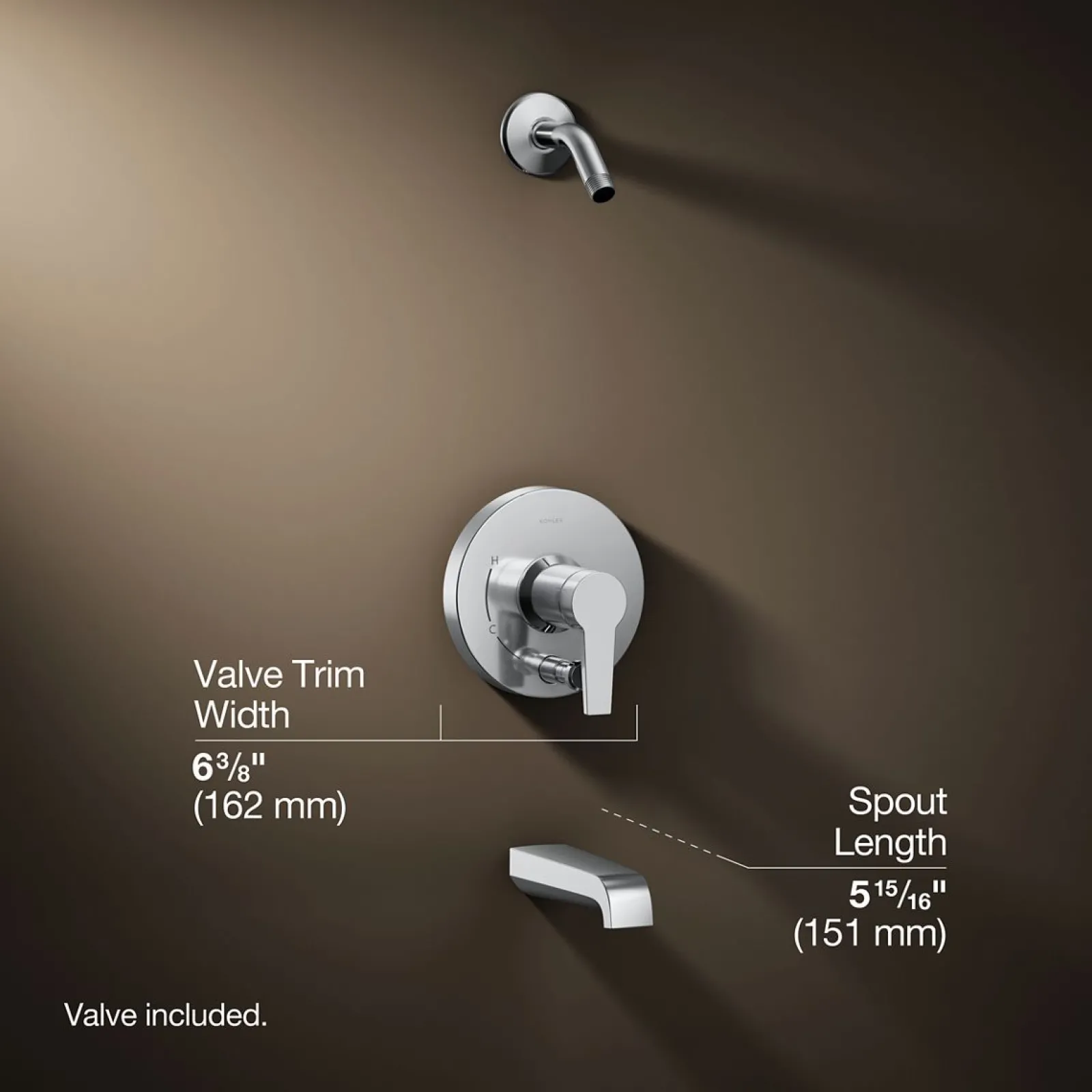 Rite-Temp® bath and shower trim kit with push-button diverter, without showerhead^Kohler New