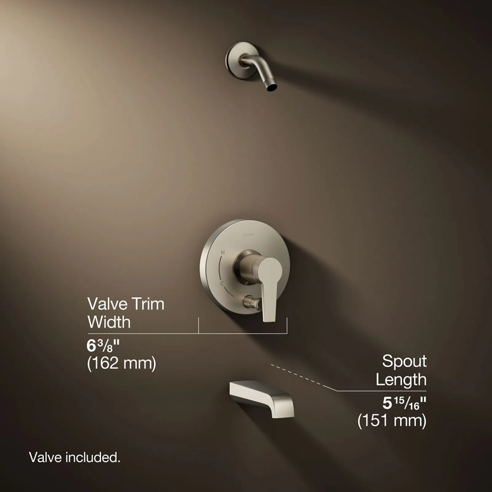 Rite-Temp® bath and shower trim kit with push-button diverter, without showerhead^Kohler New