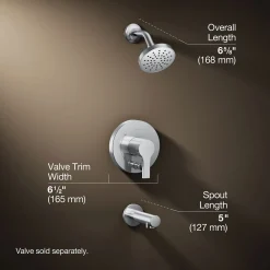 Rite-Temp® bath and shower trim kit with push-button diverter, 1.5 gpm^Kohler Hot
