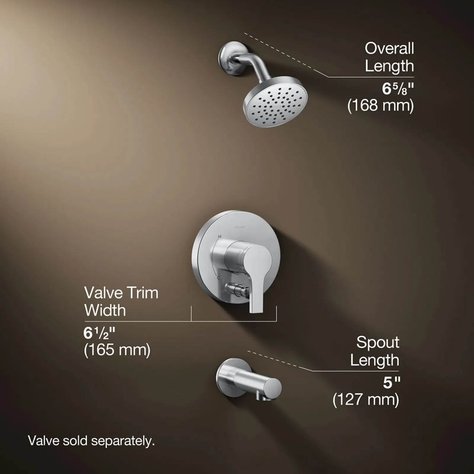 Rite-Temp® bath and shower trim kit with push-button diverter, 1.5 gpm^Kohler Hot