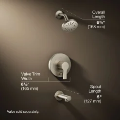 Rite-Temp® bath and shower trim kit with push-button diverter, 1.5 gpm^Kohler Hot