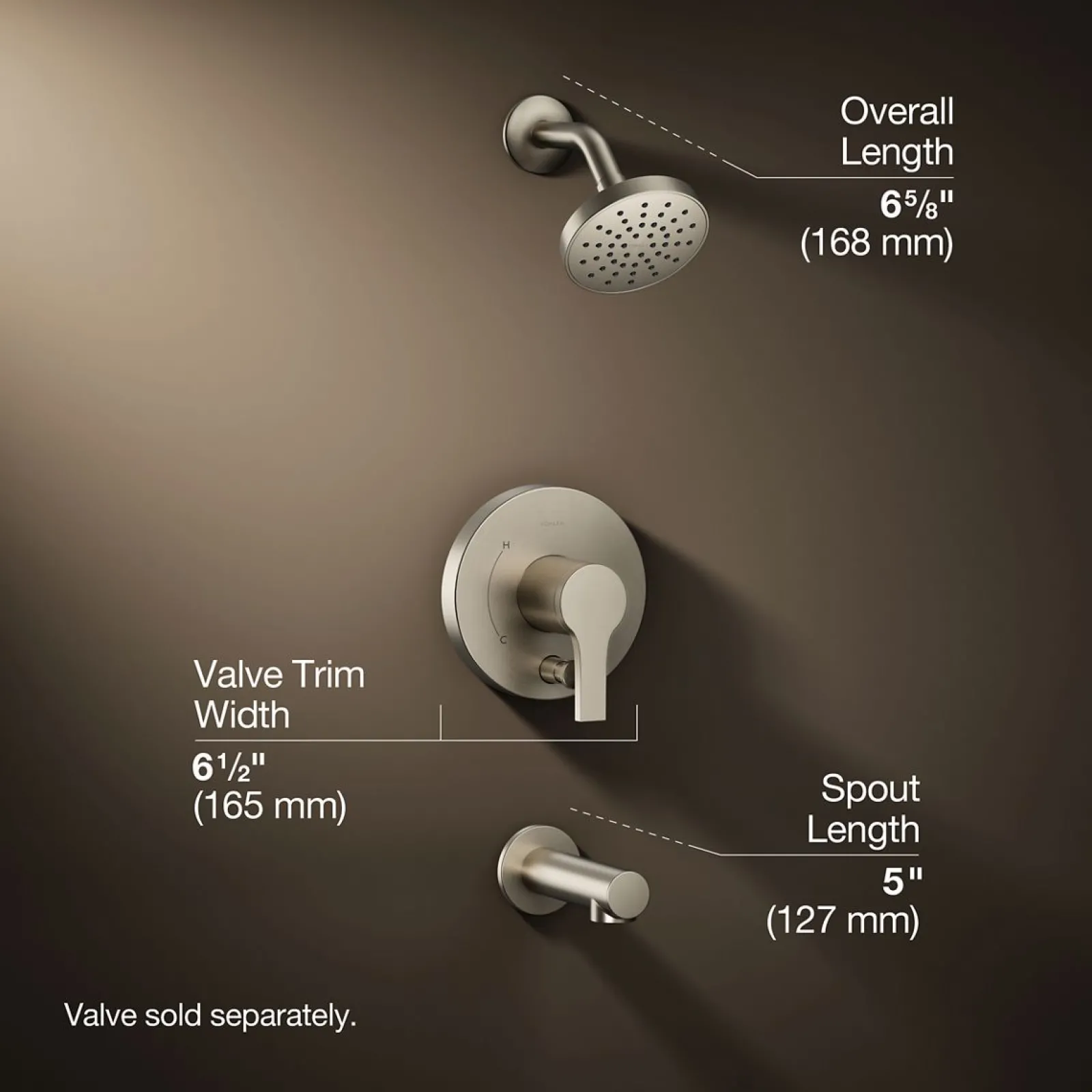 Rite-Temp® bath and shower trim kit with push-button diverter, 1.5 gpm^Kohler Hot