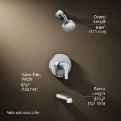 Rite-Temp® bath and shower trim kit with push-button diverter and lever handle, 2.5 gpm^Kohler Best
