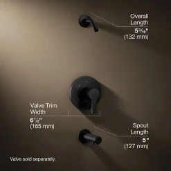 Rite-Temp® bath and shower trim kit with push-button diverter, without showerhead^Kohler
