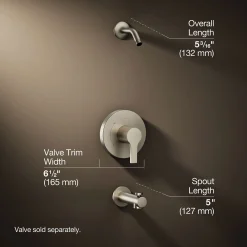 Rite-Temp® bath and shower trim kit, without showerhead^Kohler