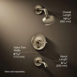 Rite-Temp® bath and shower trim kit with push-button diverter and cross handle, 1.75 gpm^Kohler Outlet