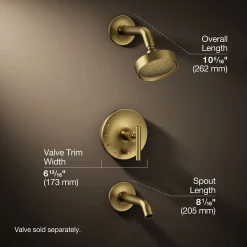 Rite-Temp® bath and shower trim kit with push-button diverter and lever handle, 1.75 gpm^Kohler Best