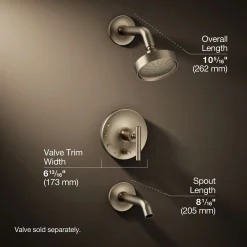 Rite-Temp® bath and shower trim kit with push-button diverter and lever handle, 1.75 gpm^Kohler Best