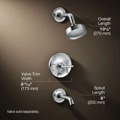 Rite-Temp® bath and shower trim kit with push-button diverter and cross handle, 2.5 gpm^Kohler Best