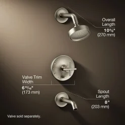Rite-Temp® bath and shower trim kit with push-button diverter and cross handle, 2.5 gpm^Kohler Best