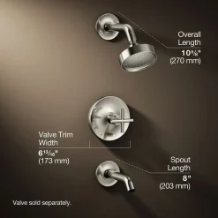 Rite-Temp® bath and shower trim kit with push-button diverter and cross handle, 2.5 gpm^Kohler Best