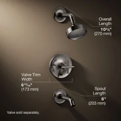 Rite-Temp® bath and shower trim kit with push-button diverter and cross handle, 2.5 gpm^Kohler Best