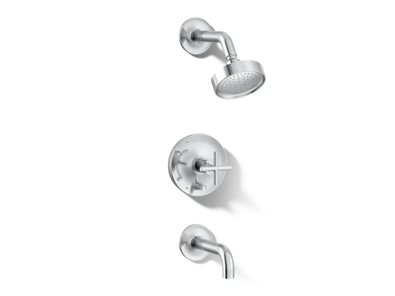Rite-Temp® bath and shower trim kit with push-button diverter and cross handle, 2.5 gpm^Kohler Hot