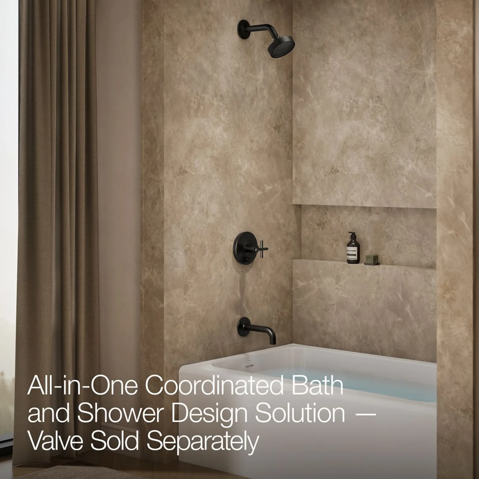 Rite-Temp® bath and shower trim kit with push-button diverter and cross handle, 2.5 gpm^Kohler Hot