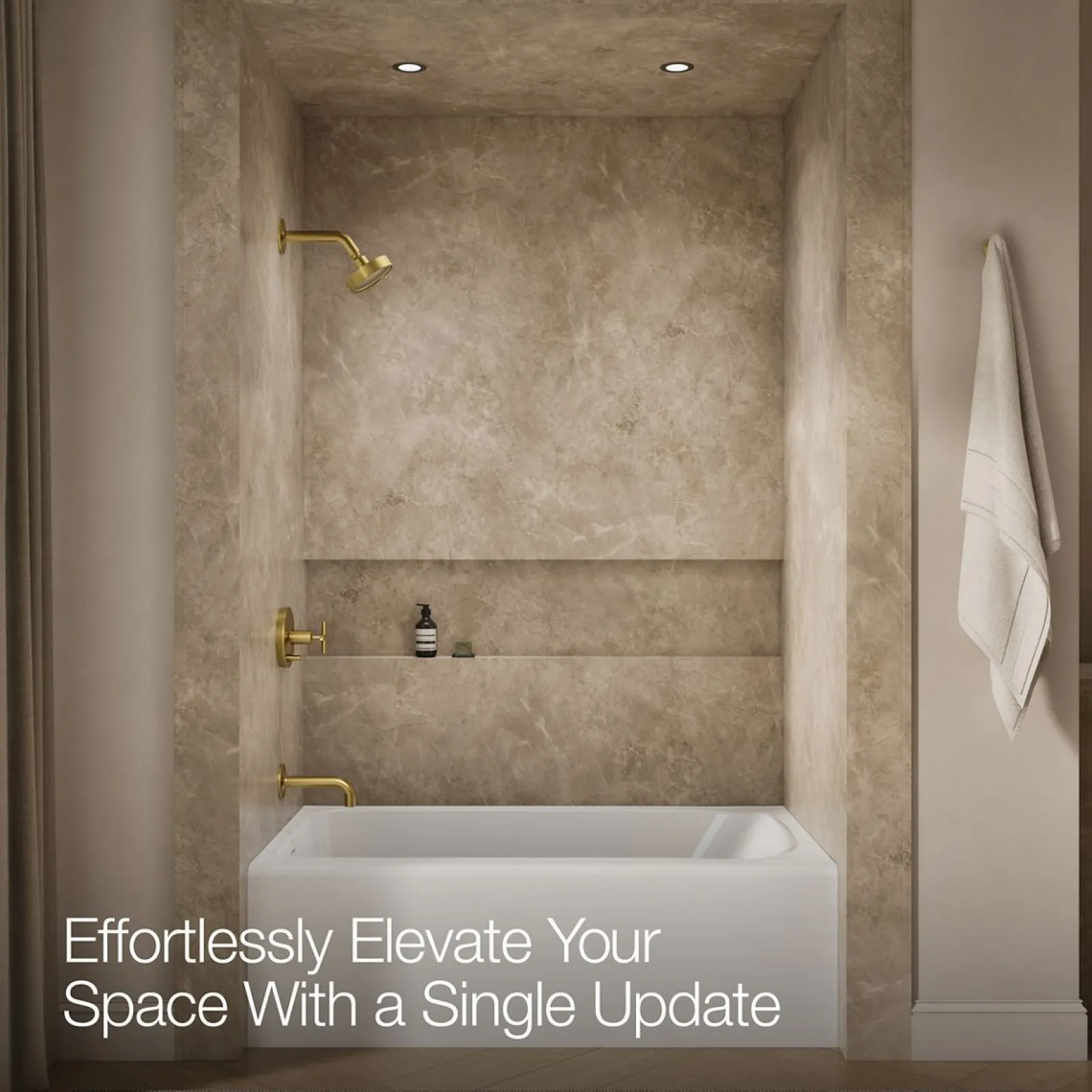 Rite-Temp® bath and shower trim kit with push-button diverter and cross handle, 2.5 gpm^Kohler Hot
