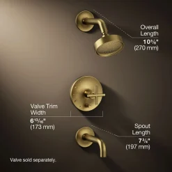 Rite-Temp® bath and shower trim kit with push-button diverter and cross handle, 2.5 gpm^Kohler Hot