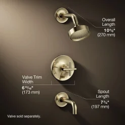 Rite-Temp® bath and shower trim kit with push-button diverter and cross handle, 2.5 gpm^Kohler Hot