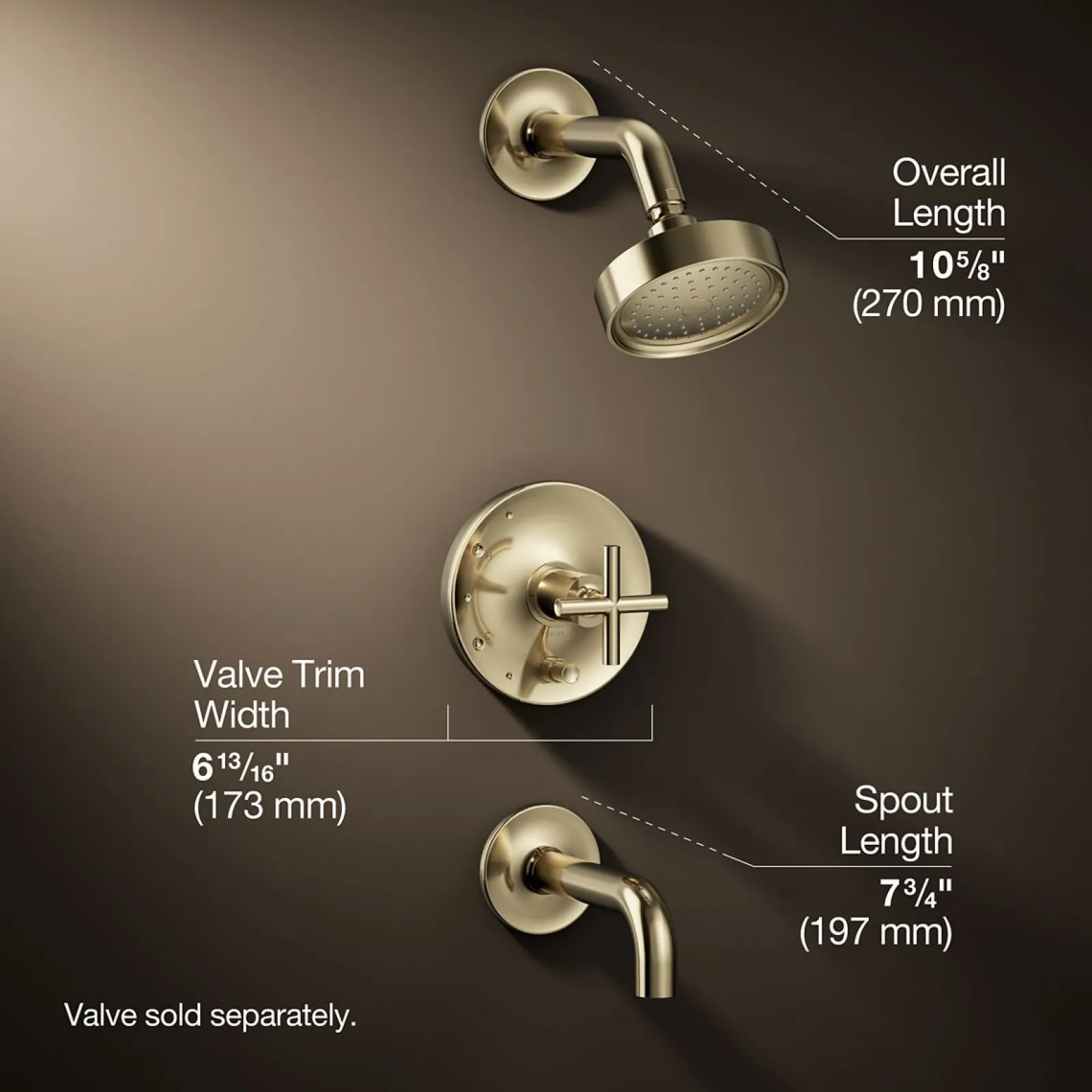 Rite-Temp® bath and shower trim kit with push-button diverter and cross handle, 2.5 gpm^Kohler Hot