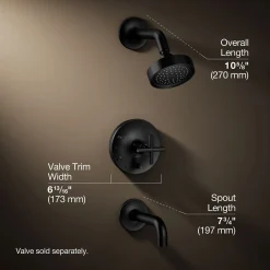 Rite-Temp® bath and shower trim kit with push-button diverter and cross handle, 2.5 gpm^Kohler Hot